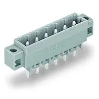 THT male header; 1.0 x 1.0 mm solder pin; straight; clamping collar; Pin spacing 5 mm; 6-pole; gray