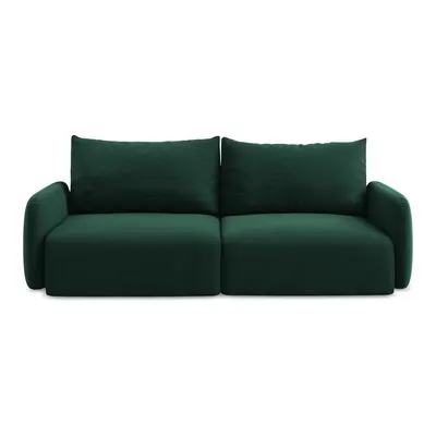 Canapea verde-închis extensibilă/cu spațiu de depozitare cu tapițerie din catifea 238 cm Kalena – Makamii