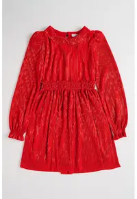 Rochie evazata cu guler Peter Pan - Rosu vermillion