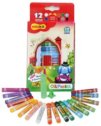 Pasteluri uleioase Colokit - 12 culori, cu ascuțitoare și suport
