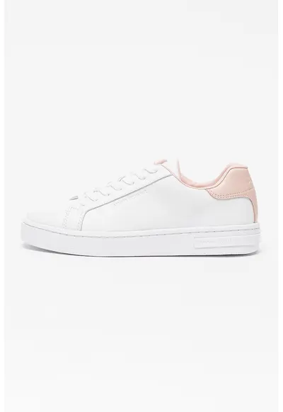 Pantofi sport low-cut de piele - Roz pastel/Alb optic