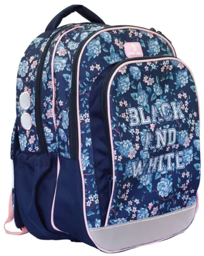 Ghiozdan școlar Belmil - Blue Garden, cu 2 compartimente, 22 l