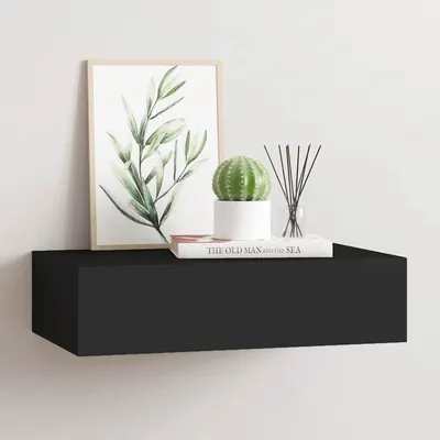 vidaXL Dulap de perete cu sertare, negru, 40x23,5x10 cm, MDF