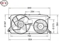 Ventilator radiator (cu carcasa) potrivit FORD TRANSIT, TRANSIT TOURNEO 2.2D 2.3 04.06-12.14