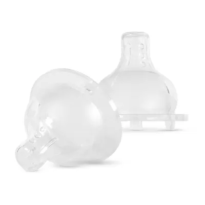 Set 2 tetine din silicon Premium tehnologie anticolici cu 3 valve Baboo, gat larg, debit rapid, 6 luni+