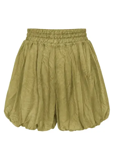 Pantaloni scurti - mini - talie inalta - verde kaki - poliester