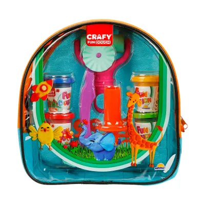 Set de modelare din plastilina cu rucsac, Crafy, Portocaliu-Bleu