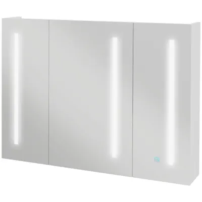 Kleankin Dulap cu Oglindă LED pentru Baie, USB, Raft Reglabil, 90x15x70cm, Alb Lucios | Aosom Romania