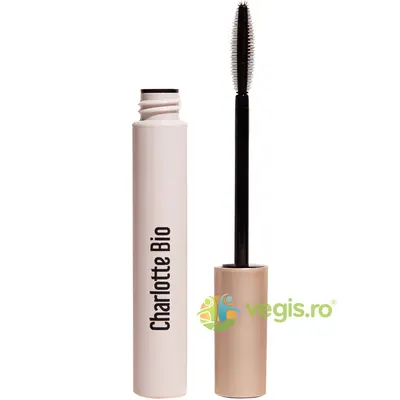 Mascara Negru pentru Volum si Alungire cu Apa de Trandafir, Ulei de Ricin si Ceara Vegetala Bio 8ml