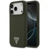 Husa MagSafe pentru Apple iPhone 17 Pro, Guess, Triangle Logo, Kaki
