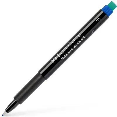 Liner permanent Faber-Castell Multimark - F, 0.6 mm, albastru