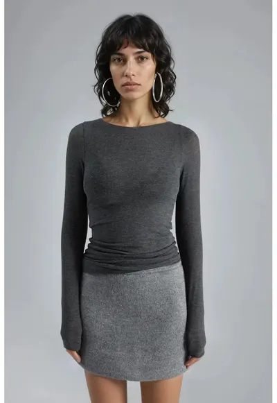 Bluza - Slim fit - Gri inchis - Jerseu