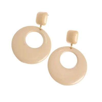 Cercei eleganti crem cu design geometric