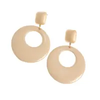 Cercei eleganti crem cu design geometric