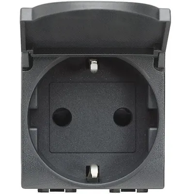 Priza 2 module standard german cu capac Bticino Living Light L4141PW, antracit