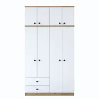 Dulap BA121, 8 usi, 2 sertare, nuc + alb, 120x42,5x216,8 cm