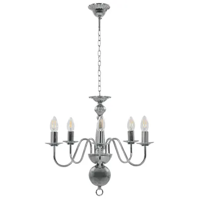 vidaXL Candelabru, argintiu, 5 becuri E14