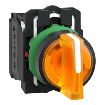 Comutator Selector Iluminat Complet Portocaliu Ø22 3-Pozitii Mentinere 1No+1Nc