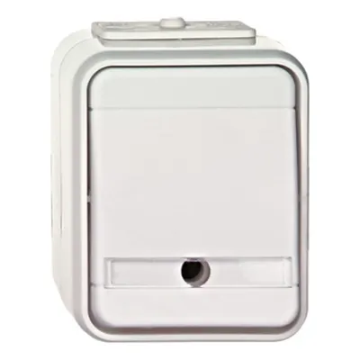 Buton cu revenire inscriptionabil cu bec IP44, alb