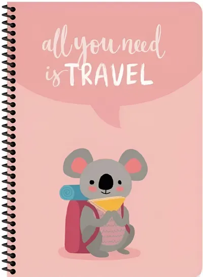 Caiet cu spirală Keskin Color Travellers - A4, 80 coli ,rânduri largi, sortiment