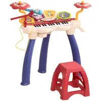 AIYAPLAY Orgă Pian 2 în 1 pentru Copii cu Set de Tobe, Instrument Muzical Electronic, Sunete Multiple, Lumini, 74x32.2x71cm | Aosom Romania