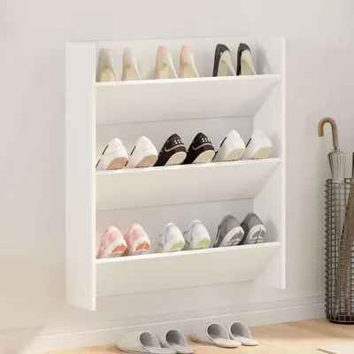 vidaXL Pantofar de perete, alb, 80x18x90 cm, PAL