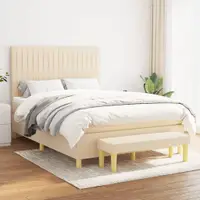 Gossi pat continental cu saltea, crem, 140x200 cm, material textil