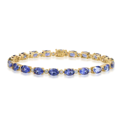 Bratara tennis din aur galben cu tanzanite ovale de 13.05ct si diamante de 0.85ct