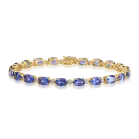 Bratara tennis din aur galben cu tanzanite ovale de 13.05ct si diamante de 0.85ct