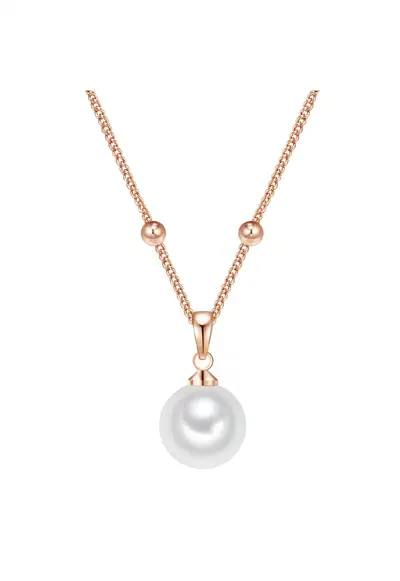 Colier placat cu aur de 14K si decorat cu perle sintetice - Auriu - Auriu rose