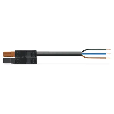 pre-assembled connecting cable; Eca; Plug/open-ended; 3-pole; Cod. A/S; H05VV-F 3 x 1.5 mm²; 3 m; 1,50 mm²; black/brown