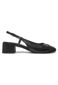 Sandale dama - Perfect Black - piele naturala - toc cap-toe