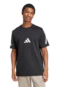 Tricou de bumbac cu model monograma Z.N.E - Negru stins/Alb optic