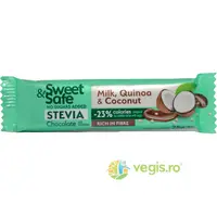 Sweet&Safe Ciocolata cu Lapte, Cocos si Quinoa Indulcitor Stevie 25g