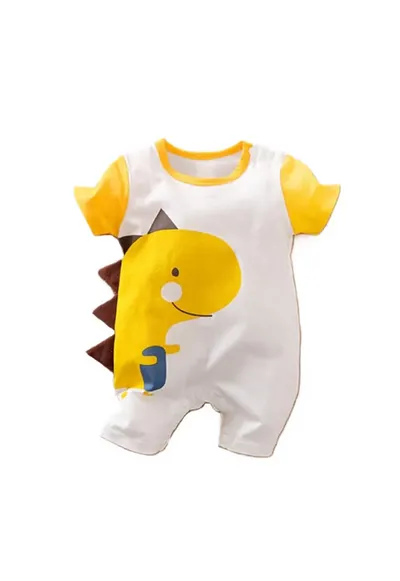 Salopeta Model Yellow Dino - Bumbac - Baieti - Maneca scurta - Multicolor