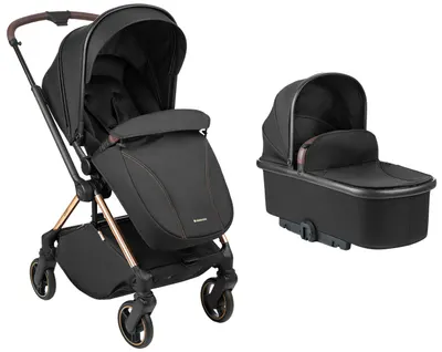 Cărucior combinat 2 in 1 KikkaBoo - Lanah, cu mâner reversibil, negru