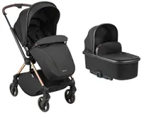 Cărucior combinat 2 in 1 KikkaBoo - Lanah, cu mâner reversibil, negru
