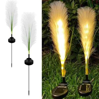 Set 2 Lampi Solare Decorative Tip Iarba Pampas cu LED M374-22, 70cm, lumina calda, Design Elegant si Functionare Automata