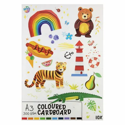 Set de 10 coli de carton colorat A3, 300 gsm