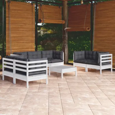 Gossi set mobilier de gradina cu perne, 8 piese, lemn masiv de pin