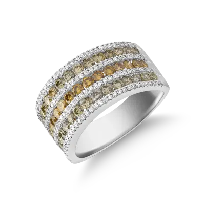 Inel din aur alb cu diamante multicolore de 1.7ct