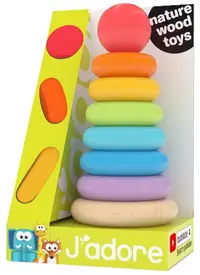 Sortator din lemn cu inele Jadore - Curcubeu, 8 piese