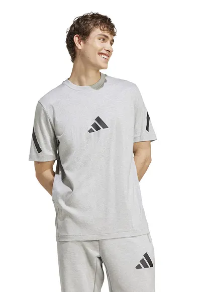 Tricou de bumbac cu model monograma Z.N.E - Negru/Gri deschis