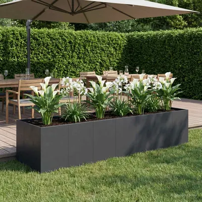 vidaXL Vază pentru Grădină Negru 280 x 80 x 60 cm Oțel laminat la rece