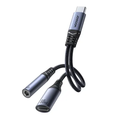 Adaptor Audio USB-C - 3.5mm / USB-C Joyroom SY-C02, Negru