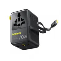 Incarcator Retea Cu Cablu USB-C Baseus Travel EnerCore CG11, 70W, 2 x Priza - 1 x USB-C - 2 x USB-A, Negru E0307E00