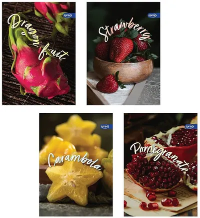 Set de 10 caiete Spree Fruits - A4, 40+2 foi, rânduri largi