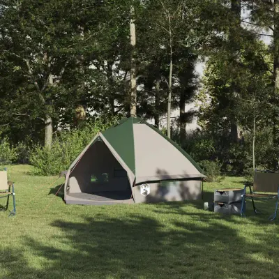 vidaXL Cort Teepee pentru 4 Persoane 4 persoană Verde și gri