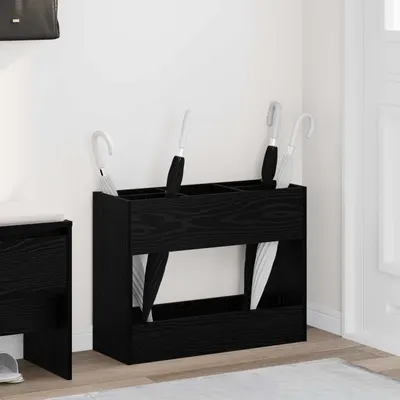 vidaXL Suport pentru umbrele Stejar Negru 65 x 24 x 50 cm