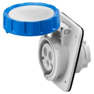 Priza industriala incastrata 10° HP - IP66/IP67 - 2P+E 32A 200-250V 50/60HZ - BLUE - 6H - Strangere cu surub